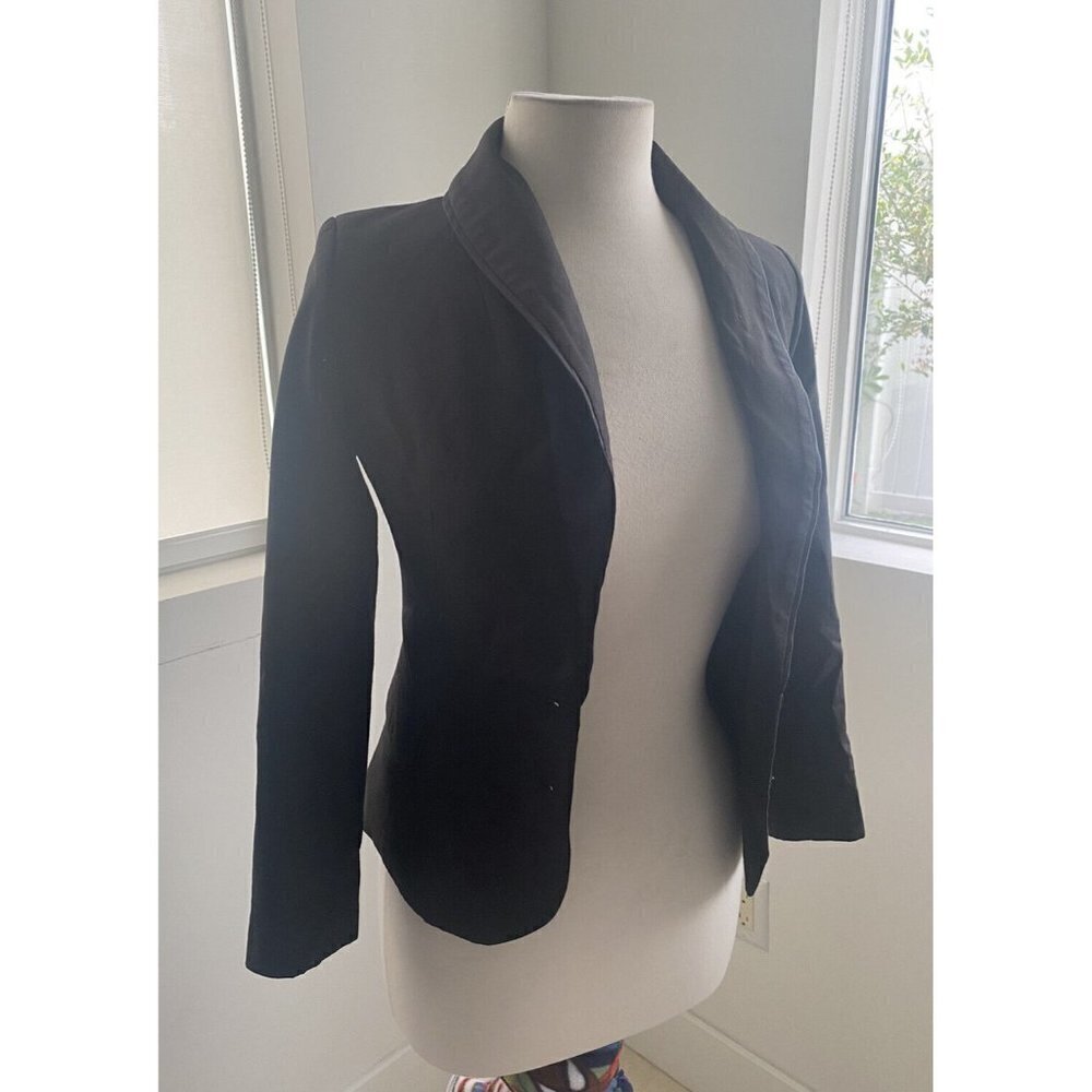 G2000 Women's Blazer Black Solid Wool Blend Long Sleeve Size 34 (US Size 4)